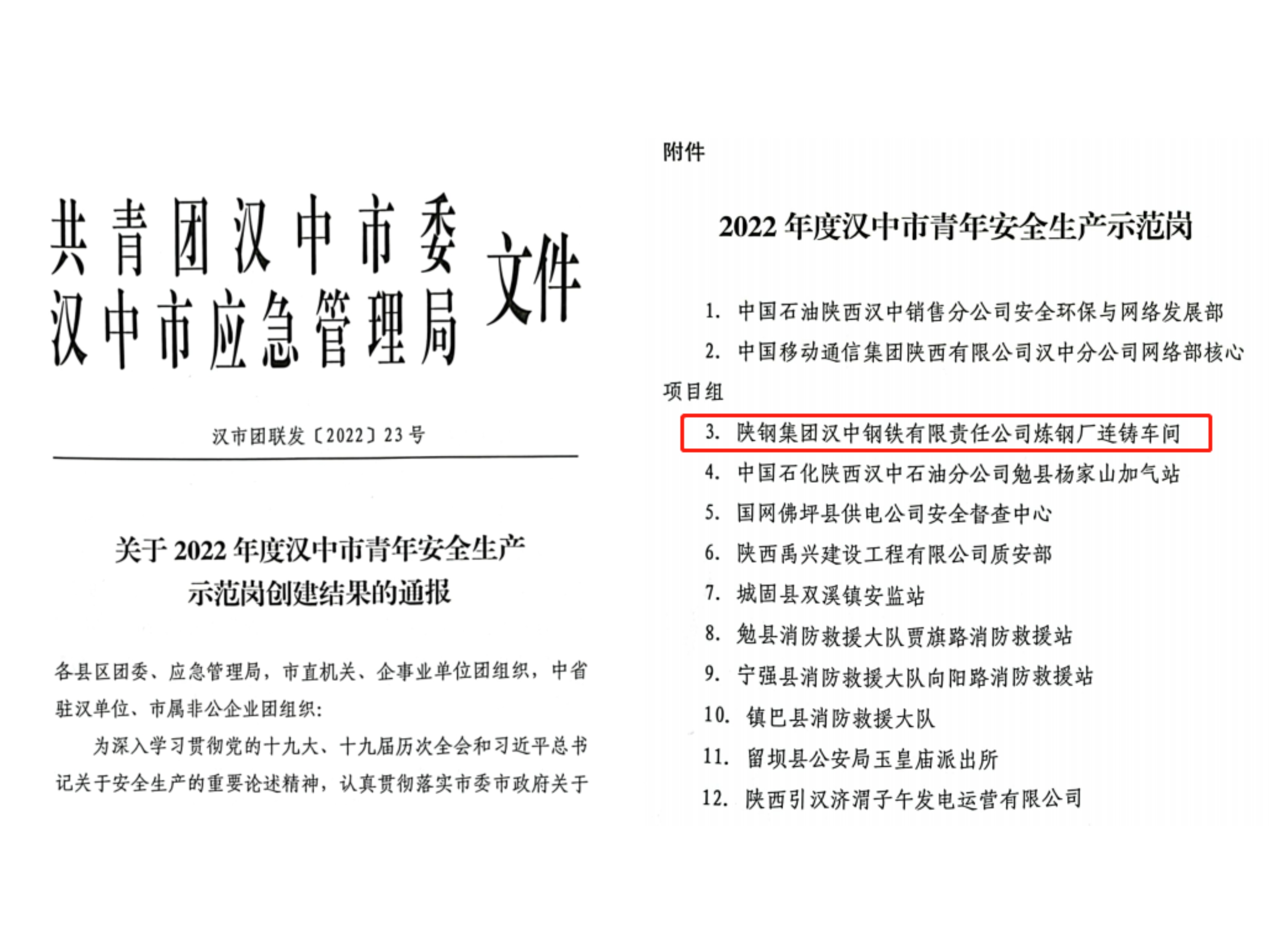 青春譜寫鋼鐵風(fēng)采，責(zé)任筑牢安全防線 --記“2022年漢中市青年安全生產(chǎn)示范崗”漢鋼公司煉鋼廠連鑄車間